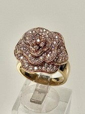 SW 925SS/GOLD VERMEIL 3 DIMENSIONAL CZ FLOWER RING SZ 7 12 GRS