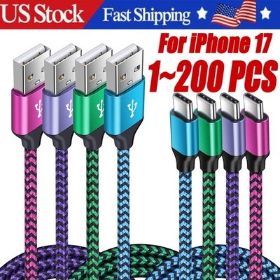 Braided USB to Type-C Fast Charging Data SYNC Charger Cable Cord 3/6/10FT LOT