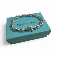 Tiffany Hardware Small link Bracelet 925 17.16g Silver 6.25” Wrist 7” Long Flat