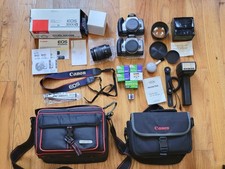 2 Canon EOS 3000V Rebel K2 35mm Film Camera Kits 28-90mm Boxed Flash Tele Lens