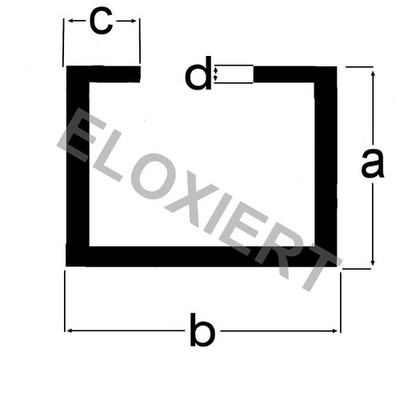Alu C-Profil ELOXIERT 1 Meter E6/EV1 Aluprofil Aluminium Aluminiumprofil