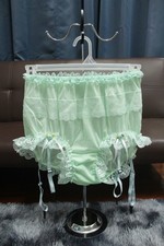  A250 2XL/ElasticW.24-42" Vintage Style Green Nylon Garters Full Brief Panties