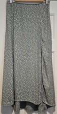 Women's Abercrombie Fitch Green White Polka Dots Midi Skirt Hi Low Hem Size Sm