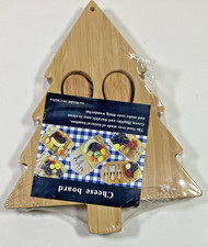 Tabla de queso de bambú con forma de árbol de Navidad con rebanadora y esparcidor incorporados/nuevo con etiquetas