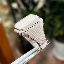 Natural White Yemeni Aqeeq, 925 Sterling Silver Agate Ring For Men, Handmade