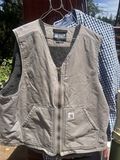 Carhartt Men's Gray Lined Zip Front V-Neck Vest XL Regular Workwear