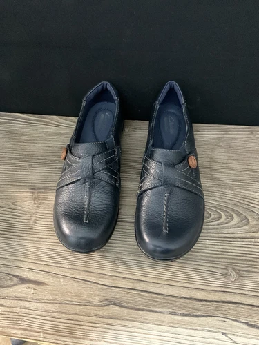 Scarpe Clarks donna 7 5 M mocassino casual slip on 26104778 pelle blu navy