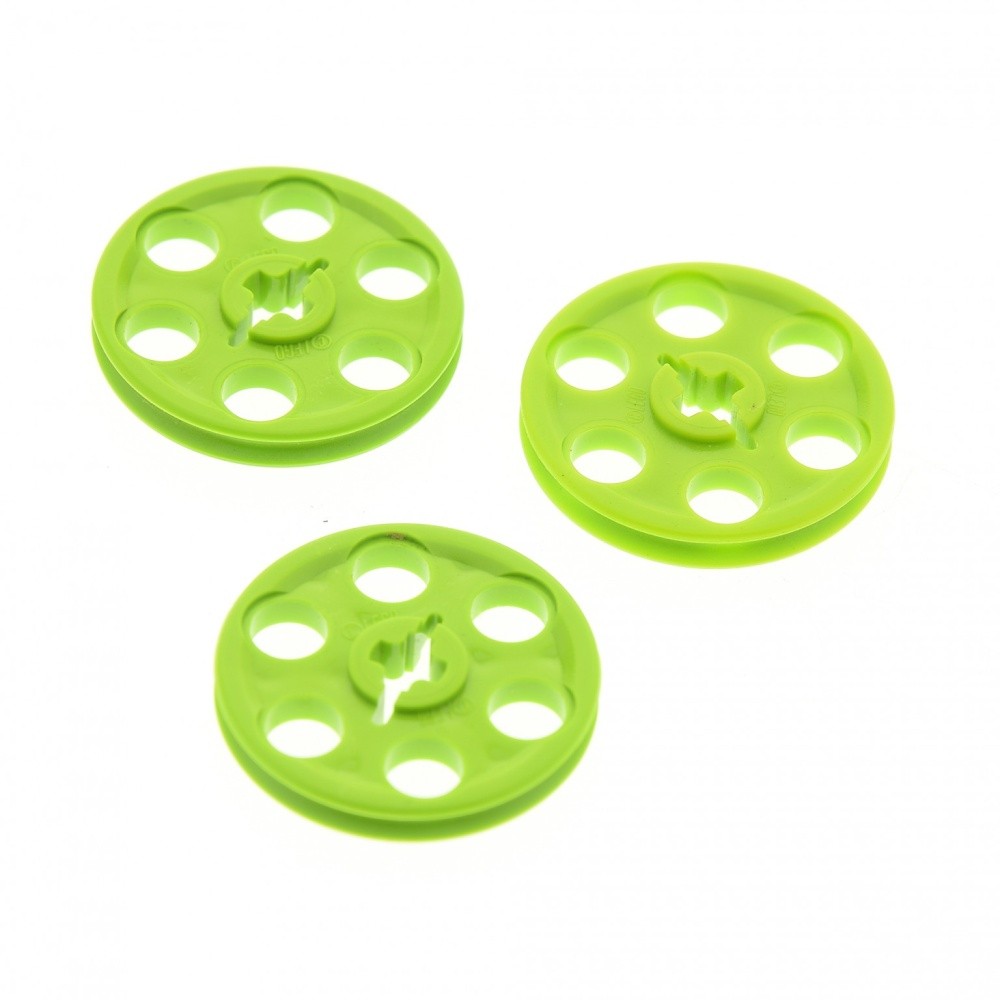 3x Lego Technic Pulley 3x3 Lime Light Green Wheel Idler 49750 65668 418