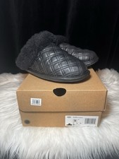 UGG Scuffette II Black Quilted Leather Slippers