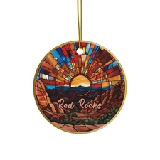 Red Rocks Ornament Christmas Tree Concert Vacation Souvenir Gift Ceramic