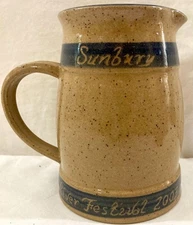 Sunbury PA River Festival 2003 Salt Glazed Pottery Crock Pitcher Vase Excellent