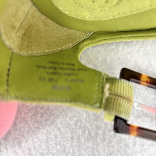 GENUINE SUEDE WEDGE Shoes Women's 7.5 JOHNSTON & MURPHY Open Toe Lime Green - Picture 8 of 8