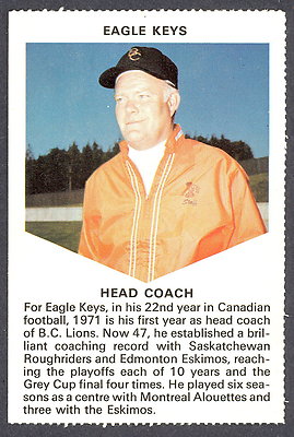 1971 CHEVRON TOUCHDOWN CARDS CFL FOOTBALL B C LIONS EAGLE KEYS NM HEAD COACH