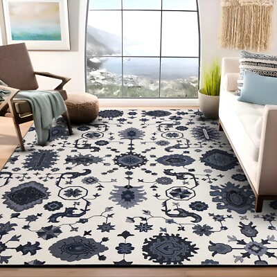 Juno White Handmade Oriental Traditional Woolen Area Rugs Without Tariff & duty