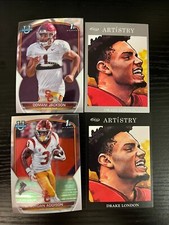 Jordan Addison 1st bowman u/rookie card Drake London black & silver Sage USC !!!