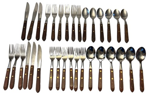 Washington Forge Mixed Lot TOWN & COUNTRY & H F LTD Wood Handle Service For 6
