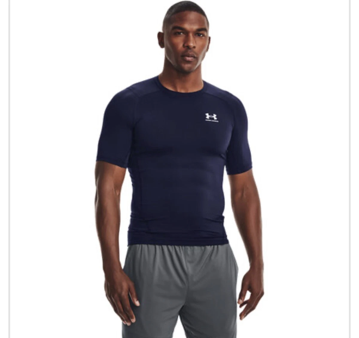 Mens Jock Under Armour Spandex Compression Shirt Navy Blue New Large