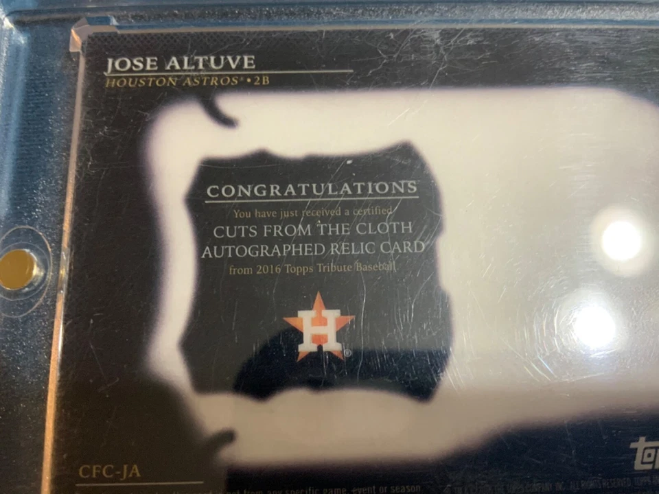 JOSE ALTUVE AUTO GOLD RELIC PATCH #’d /50 - 2016 TOPPS TRIBUTE RARE SIGNED CARD - Image 4 of 4
