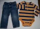 Baby gap + Old Navy  Boy's   18-24M  L/S Bodysuit + Skinny Adj waist Denim Jeans