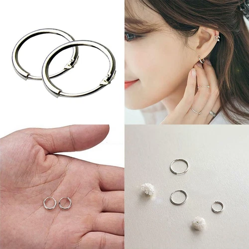 Fashion Women Round Sleeper Hoop Earrings Earring Hoop 3 Pairs 8/10/12mm Gift🔥