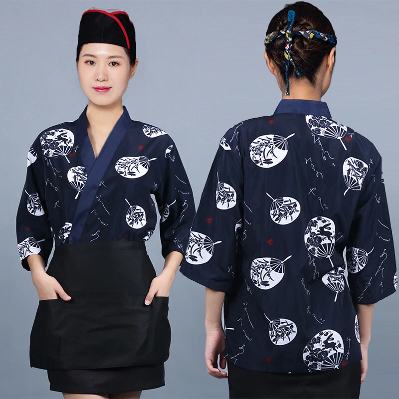 Sushi Chef Coat Serving Short Japanese Kimono Sushi Chef Uniform Restaurant - Image 4 of 4