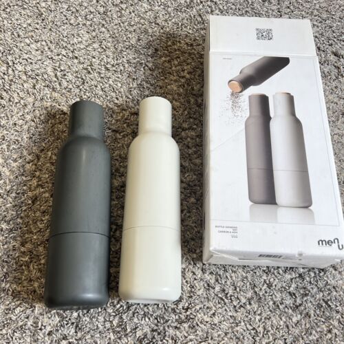 Menu Kitchen Bottle Grinders Ash & Carbon W/Beech Lids Salt & Pepper Grinders