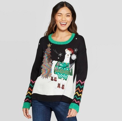 Women's Crew Llama Christmas Ugly 
