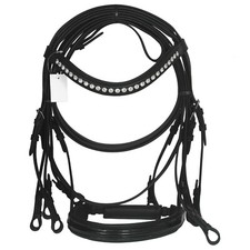 Leather Weymout Bridle white Crystal Browband 2 Pair of Leather Reins Free Ship