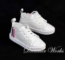 White Casual Sports PU Leather Student Shoes for 1/6 1/4 1/3 Uncle BJD Doll DIKA