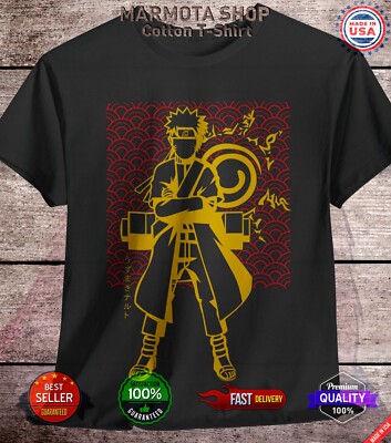 Naruto Uzumaki Shirt Shippuden Kurama Kyubi Anime Unisex Tee T-Shirt All Size