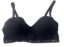 Lucky Brand Seamless Lightly Padded Underwire Removable Straps Black Bra Sz 38 C