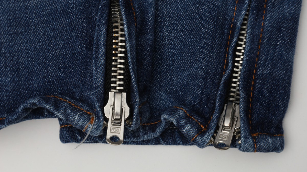 FOG Fear of God Mens Essentials Jeans Blue Distressed Cotton 