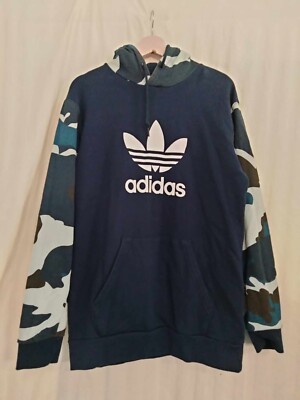 Adidas Originals Men's Camo Graphics Trefoil Hoodie Blue Medium(W1970) 