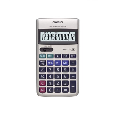 Casio HL-122TV Portable Calculator with Metal Faceplate GT Key, 12 Digit 