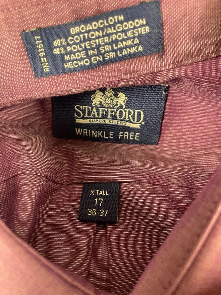 Camisa de vestir Stafford Super Shirt de tela ancha sin arrugas 17 36-37 X-alto púrpura Foto 2 de 2