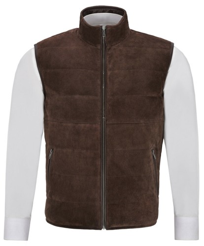 Scully Gilet Uomo In Pelle Pelle A Coste - Stile Western Con Zip E Tasche (Rosso)