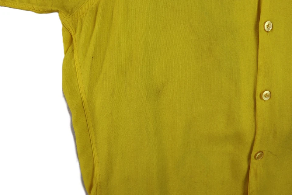 Camisa de boliche bordada amarilla mediana vintage años 50 KING LOUIE EE. UU. para hombre Foto 2 de 4