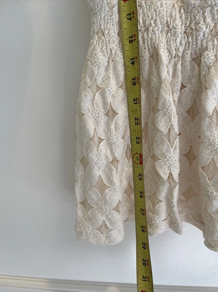 Girls Xhilaration Target Crochet Lace Dress Cream Lined 3/4 Sleeve Large 10-12 - Image 3 of 4