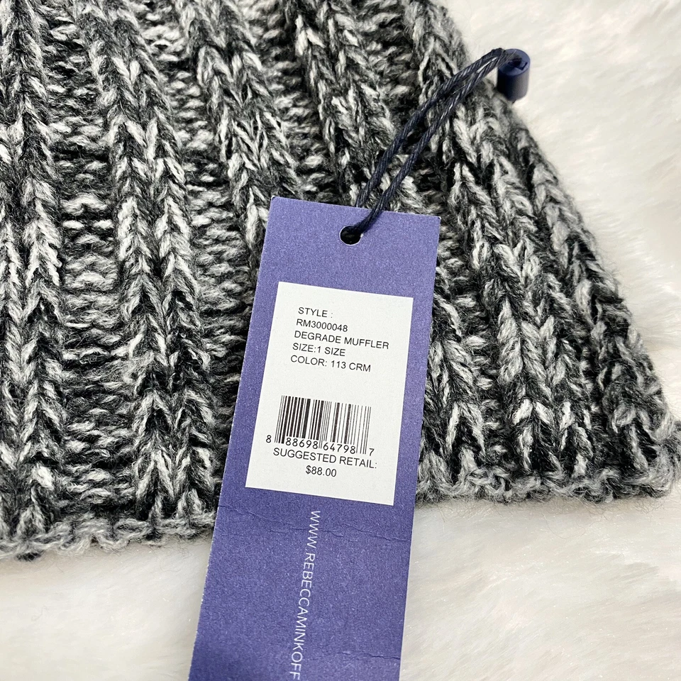 Rebecca Minkoff Black & Gray Melange Knit Scarf NEW Oversized $88 Space Dye - Image 2 of 4