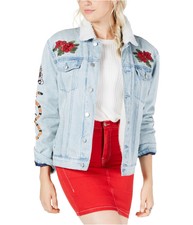 Kendall Kylie Womens Fleece Lined Jean Jacket, Blue, X-small
