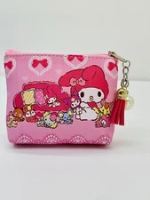 4 in x 4.5 in PU Leather My Melody Coin Purses with Key Ring, Monedero Para Niña