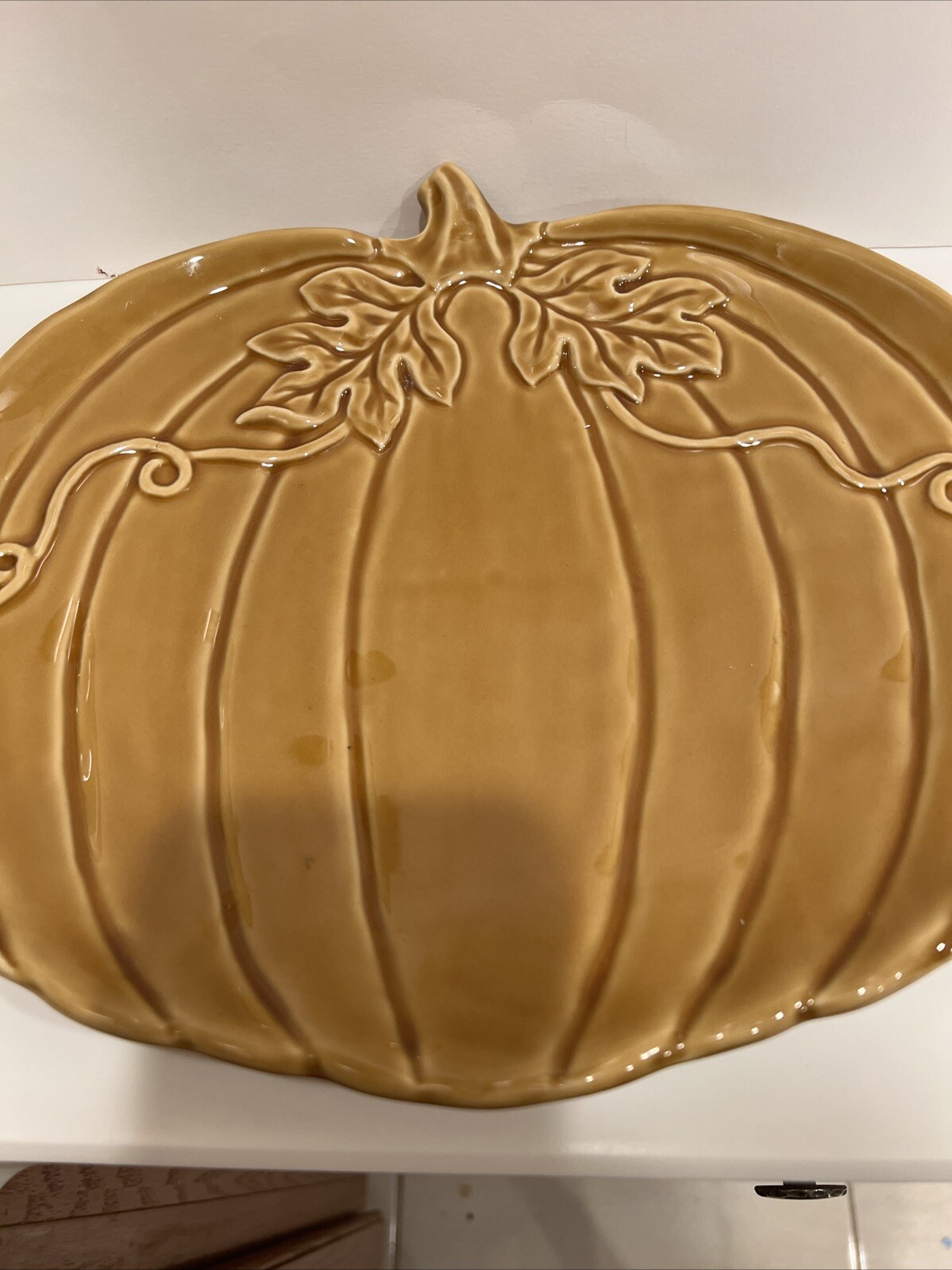 Linens N Things Pumpkin Serving Platter Textured Thanksgiving Fall Decor Large