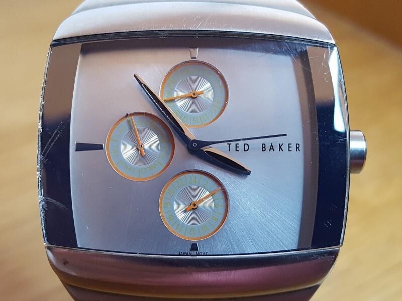 Mens TED BAKER TB216 Rare Classic Retro Style Silver Square Chrono