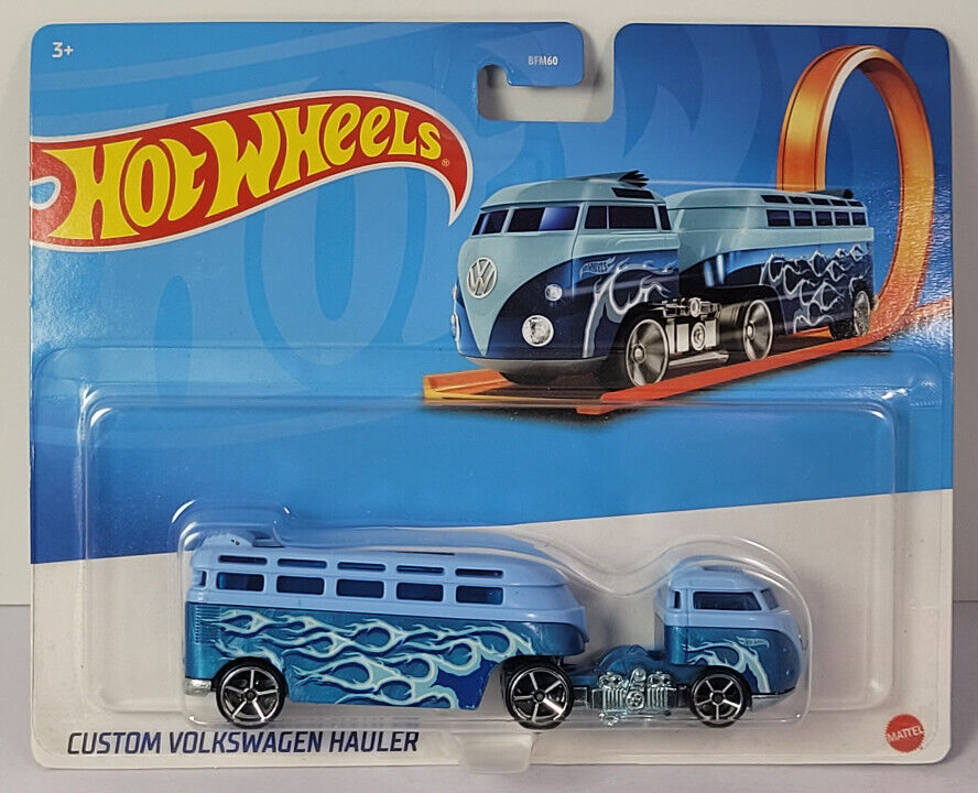 Blue Custom Volkswagen Hauler Truck Trailer Hot Wheels NEW Rare Vintage