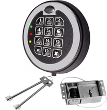 Gun Safe lock Replacement Chrome Keypad Lock Solenoid Lock with 2 Override Keys