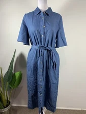 The Get Womens Blue Short Sleeve Casual Dress, Size M