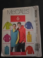 5252 McCall's S-M-L Vest Jacket Hoodie Uncut Pattern - Factory Folded 