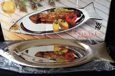 WMF Chromargan  Servier Fischplatte Forellenplatte Form Fisch 47 x 19 cm in OVP
