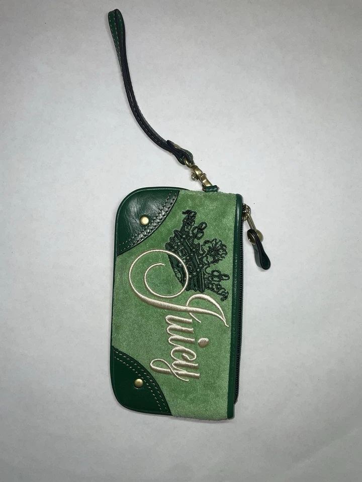 Juicy Couture Y2K Green Velour "Queen of Couture" Wallet Wristlet - Image 3 of 4