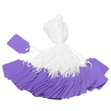 200Pcs 1.38x0.87" Price Tags with String Attached Blank Hang Tag Dark Purple
